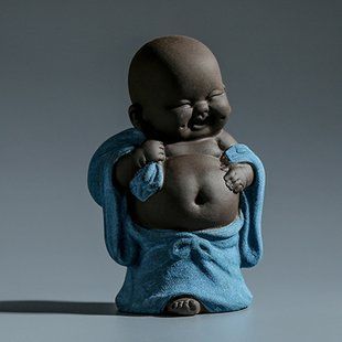 Чайная фигурка (чайный бог) из исинской глины &laquo;Будда Майтрея / Маленький монах&raquo; Синий 257365857868 фото